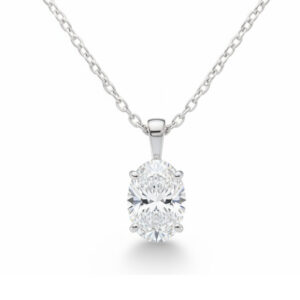 Oval-Shaped Diamond Solitaire Pendant