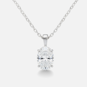Oval-Shaped Diamond Solitaire Pendant