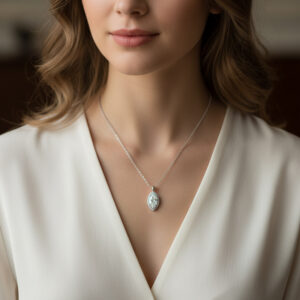 Marquise-Shaped Diamond Halo Pendant