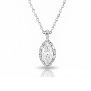 Marquise-Shaped Diamond Halo Pendant
