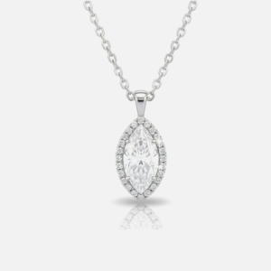 Marquise-Shaped Diamond Halo Pendant