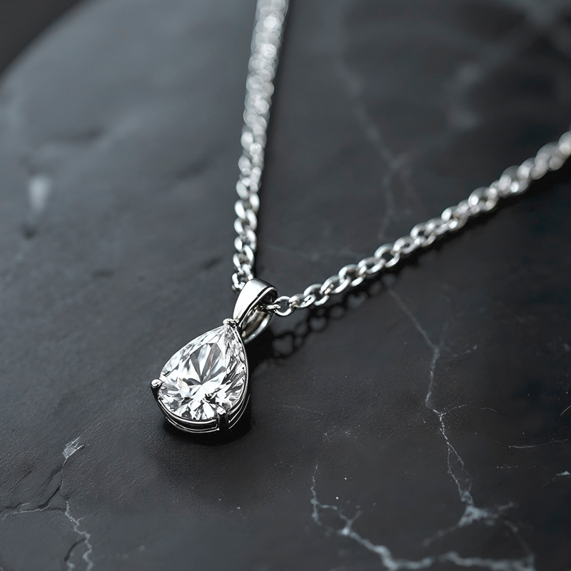 Pear-Shaped Diamond Solitaire Pendant - Image 3