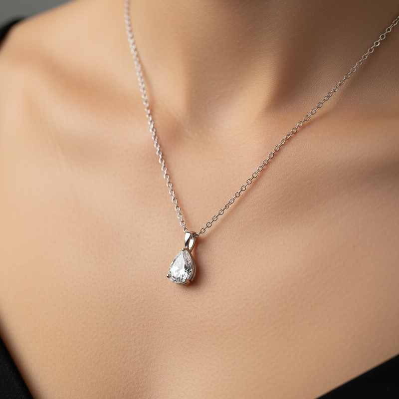 Pear-Shaped Diamond Solitaire Pendant - Image 4