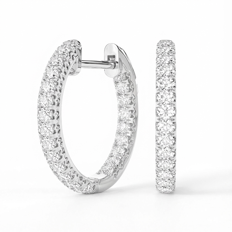 Inside-Outside Diamond Hoops<br>2.00 ct 18K Gold - Image 3