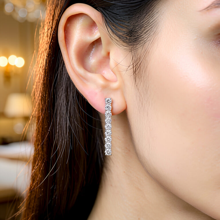 9 Diamond Drop Earrings<br>1.44 ct. In 18K Gold