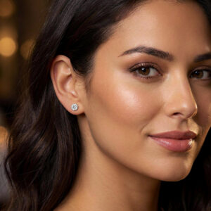 Signature Halo Earrings Setting in 18K Gold