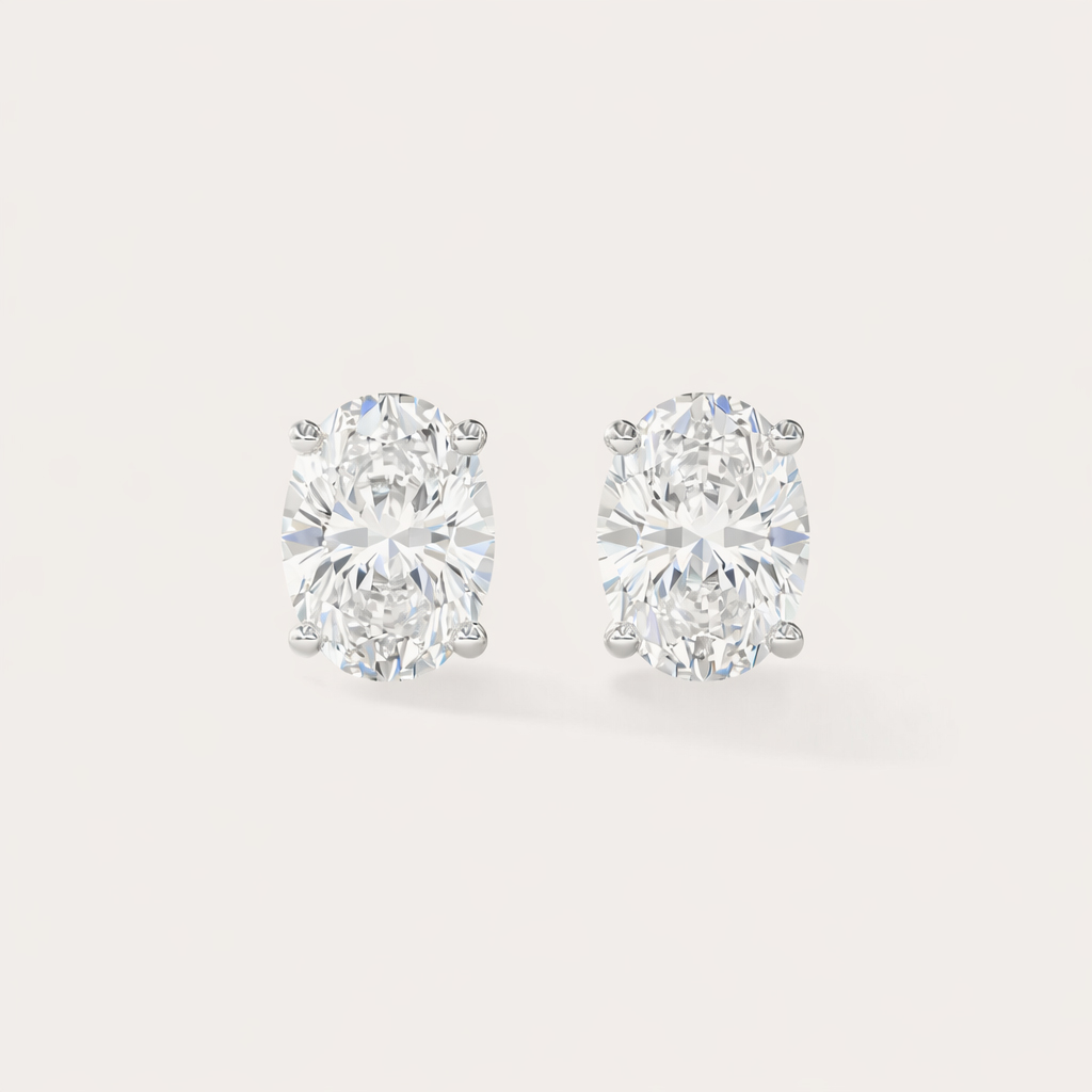 Oval Diamond Earring Setting 18K Gold