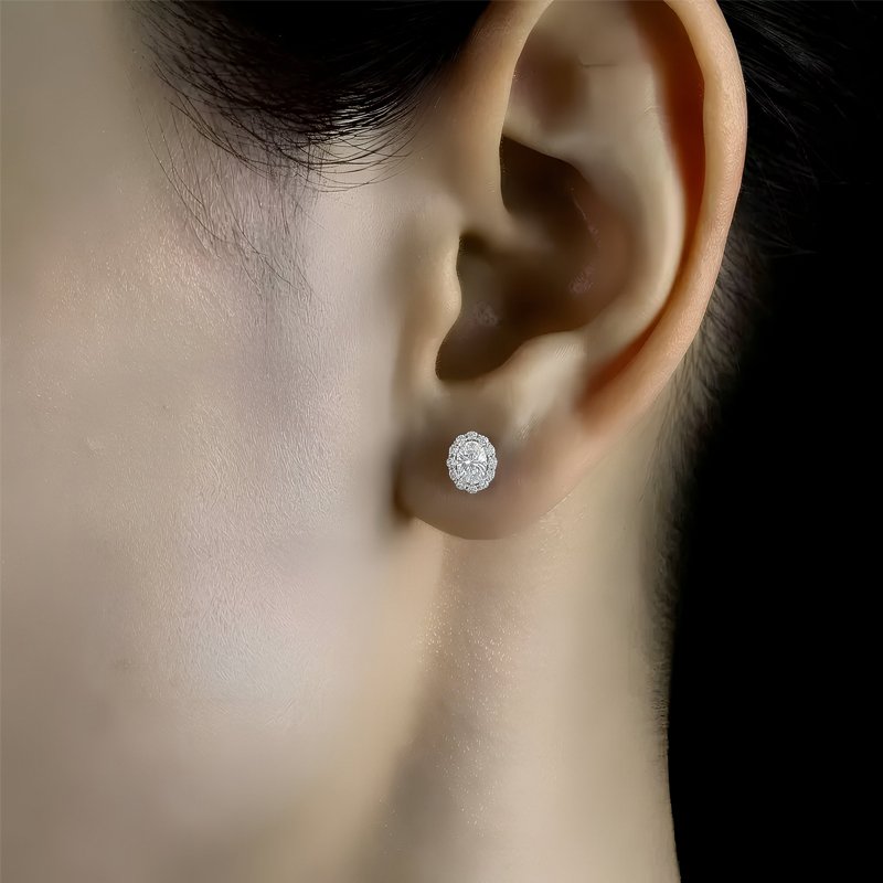 Oval Diamond Earring Setting 18K Gold - Image 2
