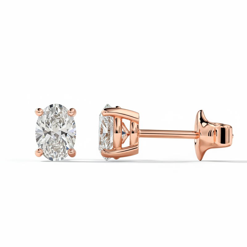 Oval Diamond Earring Setting 18K Gold - Image 7