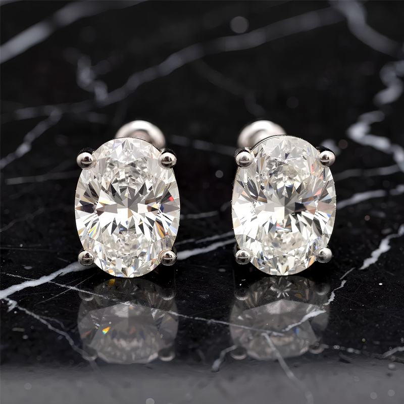 Oval Diamond Earring Setting 18K Gold - Image 3