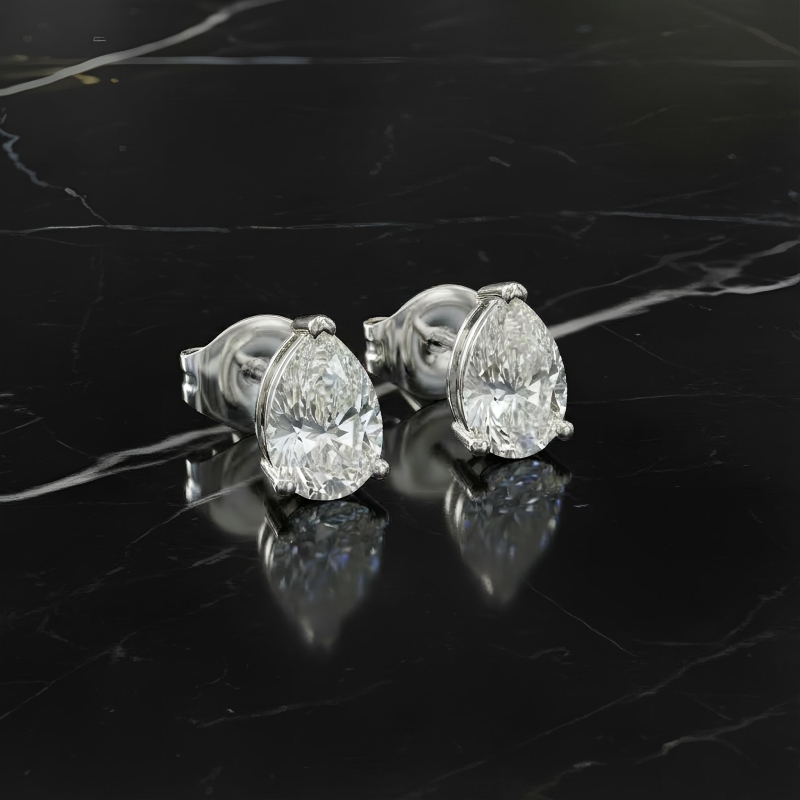 Classic Pear-Shape Earring Setting 18k Gold - Image 2