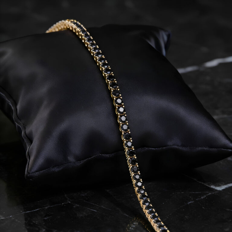 BLACK DIAMOND TENNIS BRACELET<BR>4.27-4.97 Ct. in 18K Gold