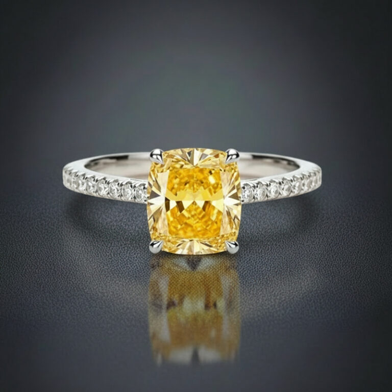 Intense Yellow Cushion Pavé