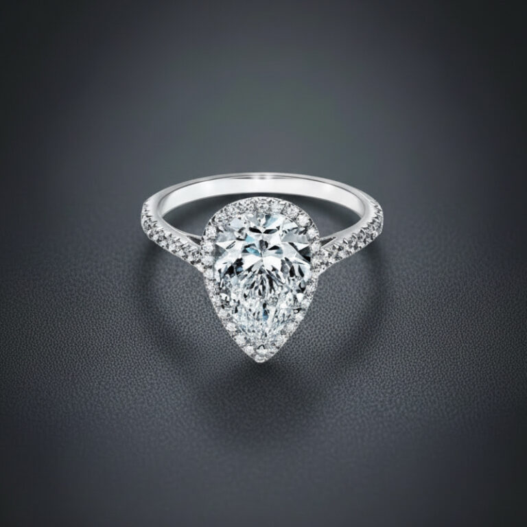 Pear Royale – Halo Diamond Engagement Ring
