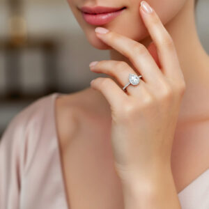 Pear Royale – Halo Diamond Engagement Ring