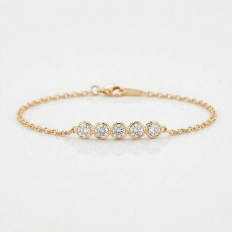 Bezel Diamond Chain Bracelet<br>0.75 Ct. Diamonds in 18K Gold