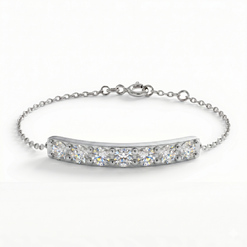Diamond Bar Bracelet<br>1.00 Ct. Diamonds in 18K Gold - Image 3