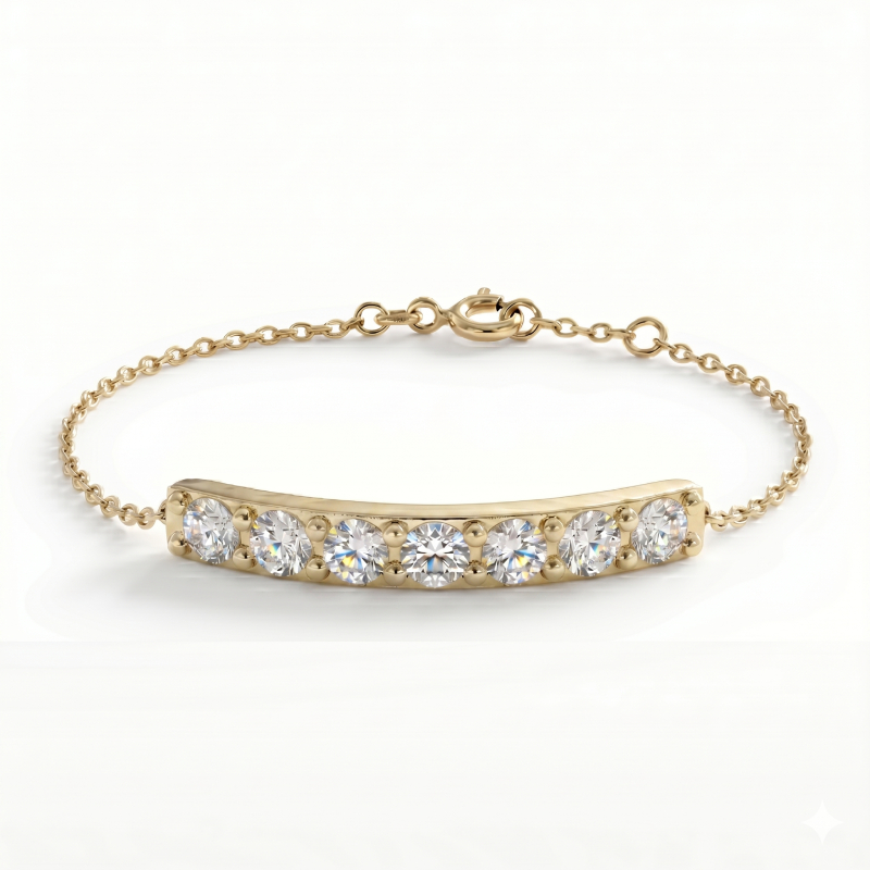 Diamond Bar Bracelet<br>1.00 Ct. Diamonds in 18K Gold - Image 4