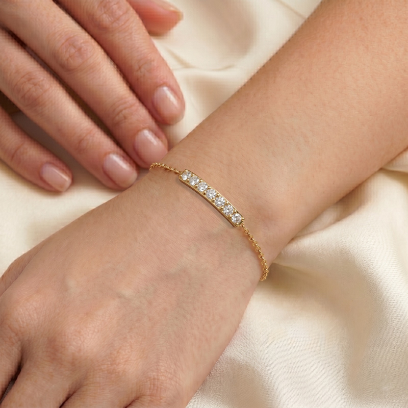 Diamond Bar Bracelet<br>1.00 Ct. Diamonds in 18K Gold - Image 2