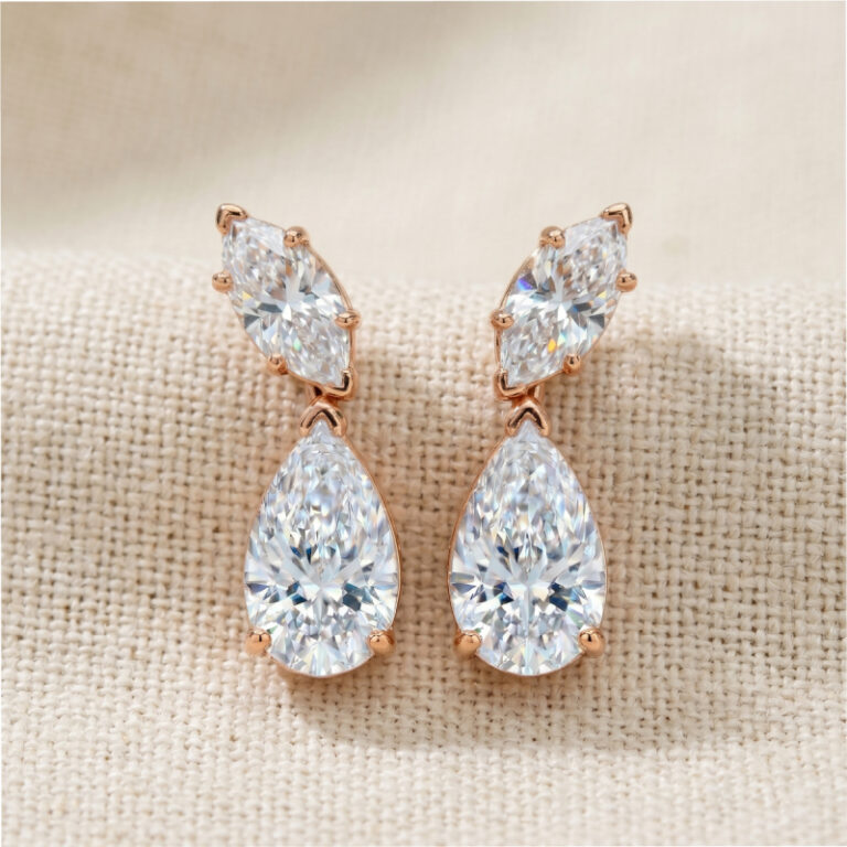 Marquise & Pear Drop Diamond Earrings<br>2.10 ct. In 18K Gold
