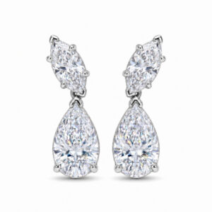 Marquise & Pear Drop Diamond Earrings<br>2.10 ct. In 18K Gold