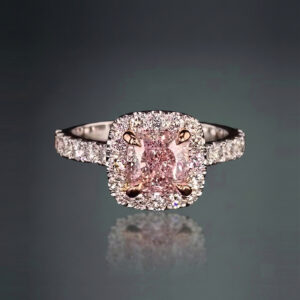 Pink Eternelle – Fancy Pink Cushion Halo Pavé Ring