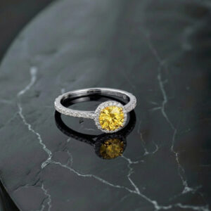 Golden Royal Halo Engagement Ring