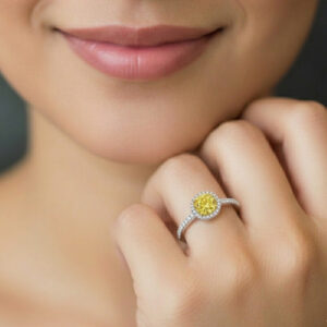 Golden Royal Halo Engagement Ring
