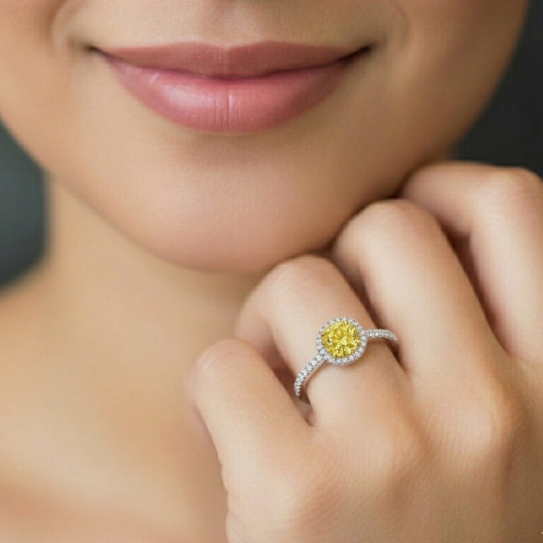 Golden Royal Halo Engagement Ring