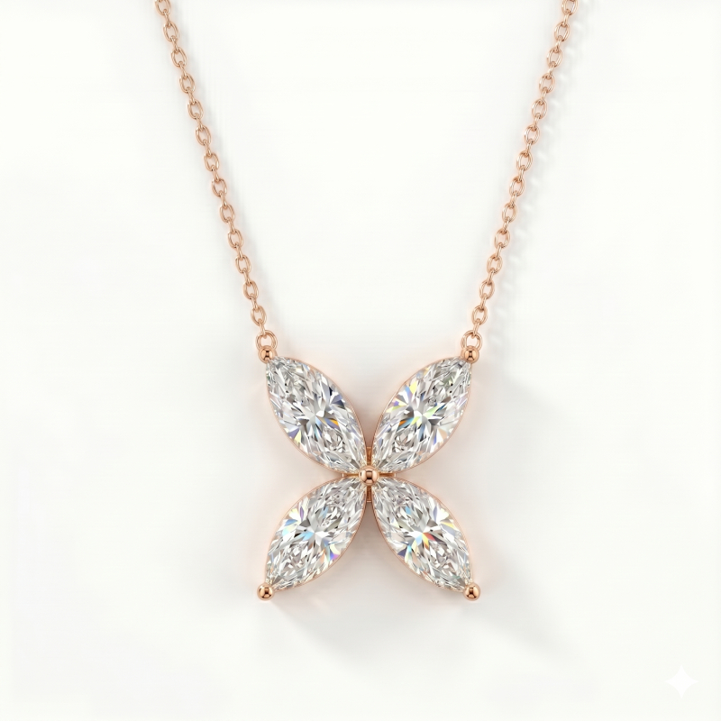 Marquise Flower Diamond Pendant <BR>2.20 ct. 18K Gold - Image 4