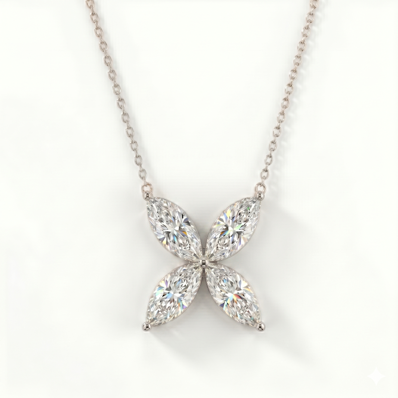 Marquise Flower Diamond Pendant <BR>2.20 ct. 18K Gold - Image 5