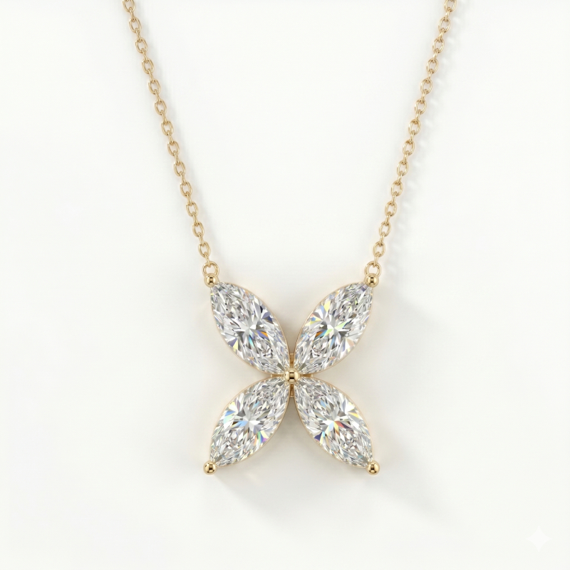 Marquise Flower Diamond Pendant <BR>2.20 ct. 18K Gold - Image 3