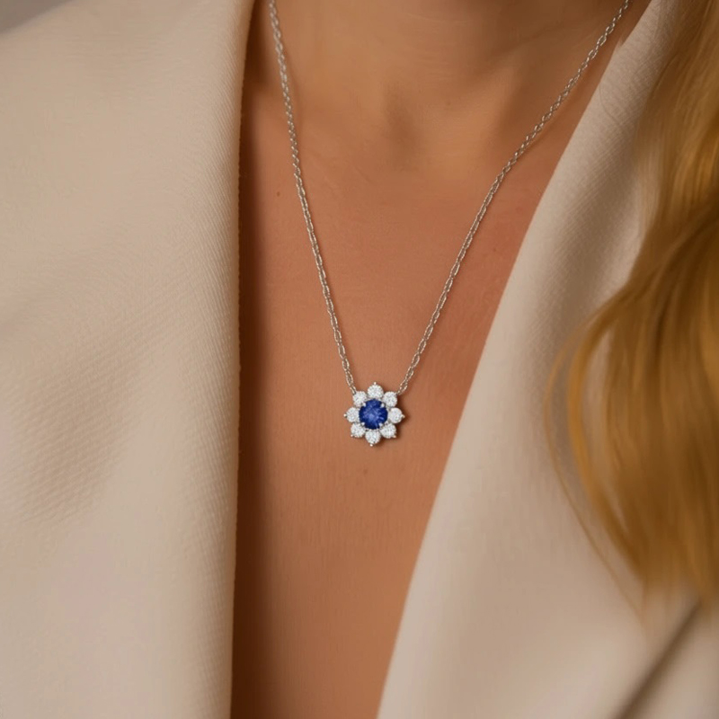Sapphire Flower Pendant<BR>1.46 ct. 18K Gold - Image 2
