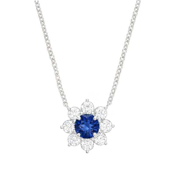 Sapphire Flower Pendant<BR>1.46 ct. 18K Gold