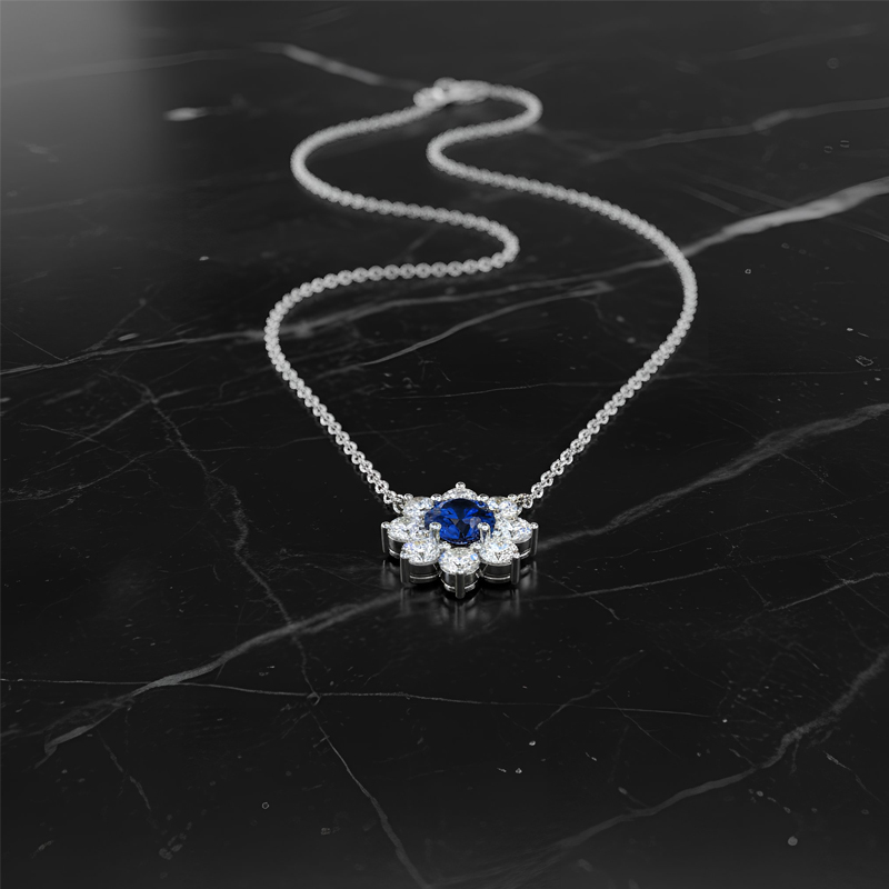 Sapphire Flower Pendant<BR>1.46 ct. 18K Gold - Image 6
