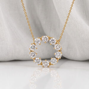 Diamond Halo Pendant Necklace<BR>1.50 ct. 18K Gold