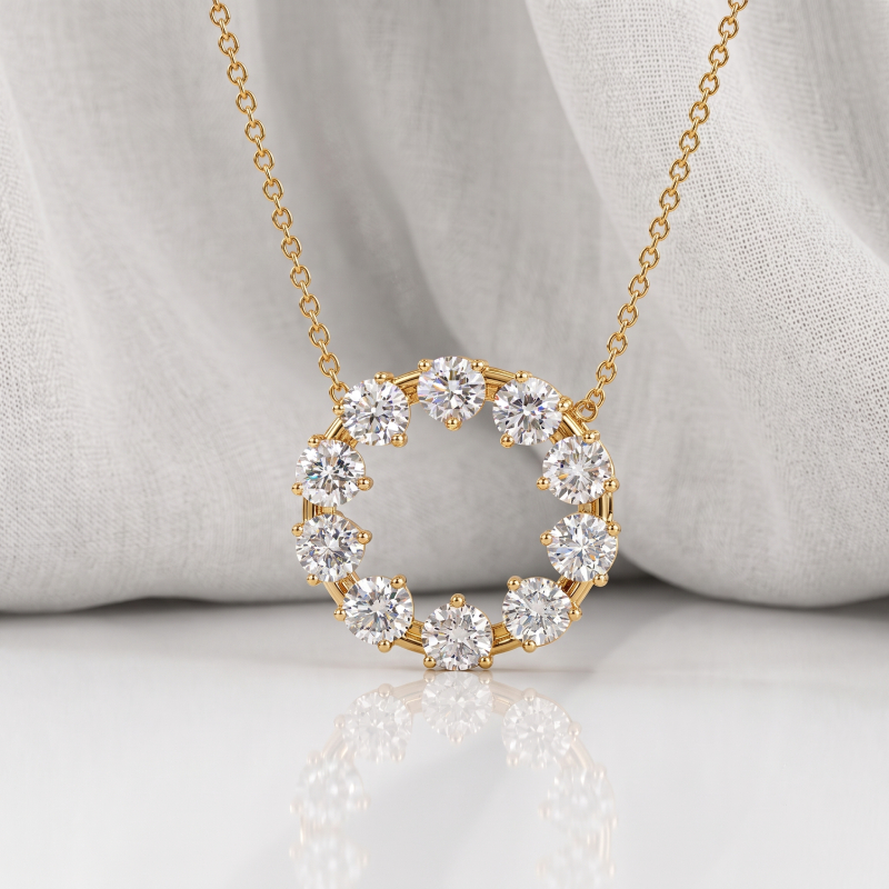 Diamond Halo Pendant Necklace<BR>1.50 ct. 18K Gold - Image 2
