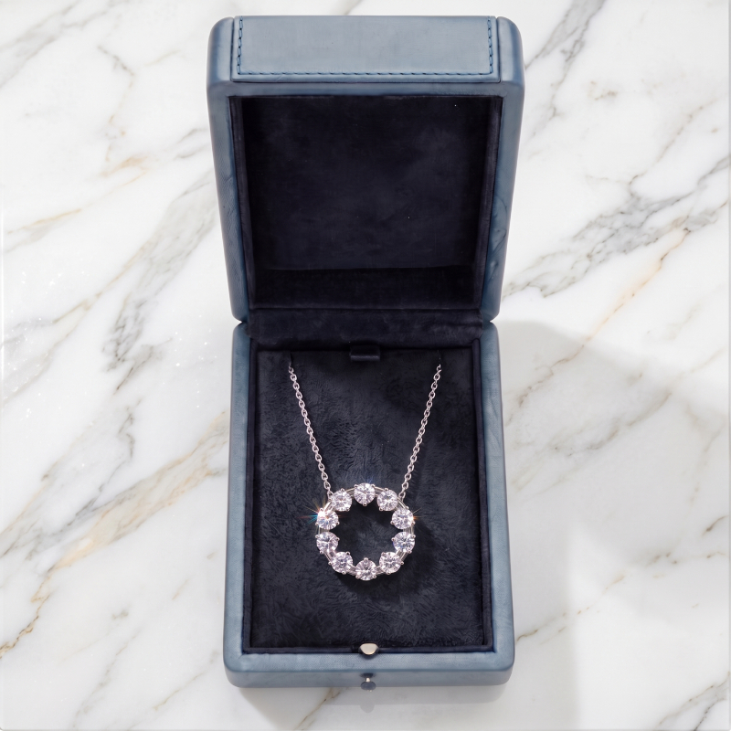 Diamond Halo Pendant Necklace<BR>1.50 ct. 18K Gold - Image 5