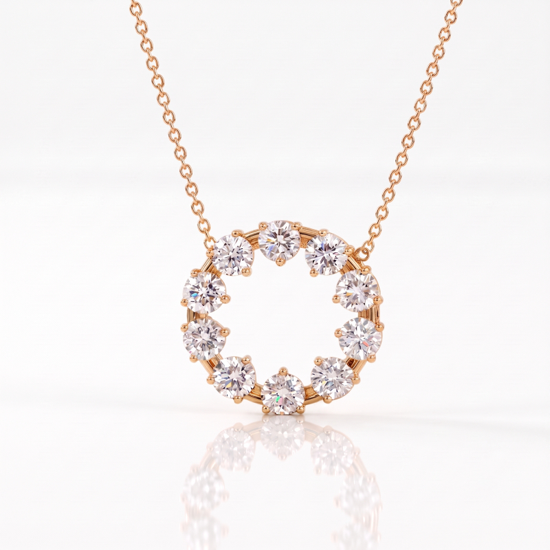 Diamond Halo Pendant Necklace<BR>1.50 ct. 18K Gold - Image 7