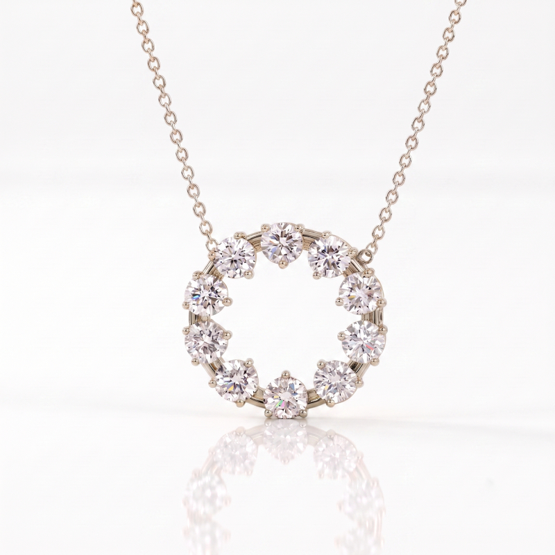 Diamond Halo Pendant Necklace<BR>1.50 ct. 18K Gold - Image 4