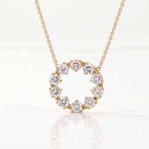 Diamond Halo Pendant Necklace<BR>1.50 ct. 18K Gold