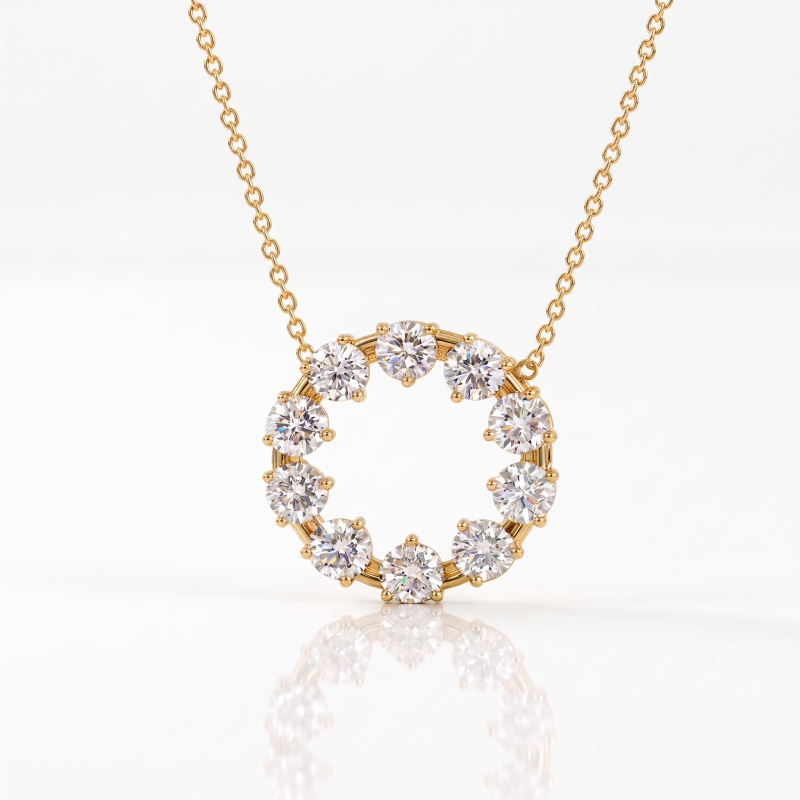 Diamond Halo Pendant Necklace<BR>1.50 ct. 18K Gold