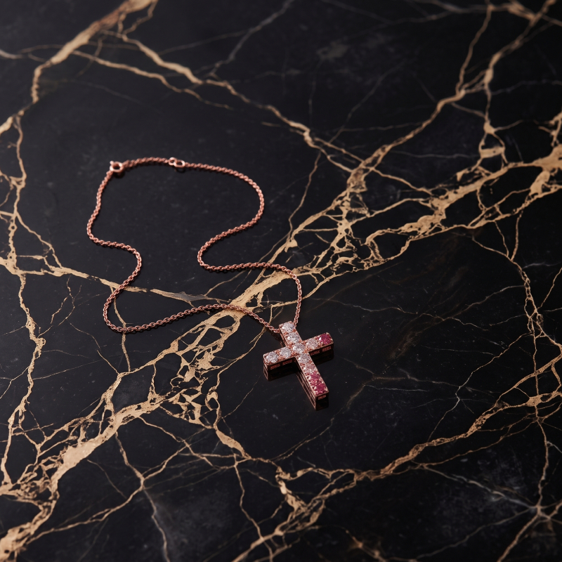 Pink Diamond Cross Pendant<BR>1.55 ct. 18K Gold - Image 2