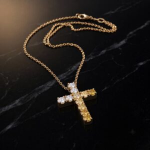 Yellow Diamond Cross Pendant<BR>1.55 ct. 18K Gold