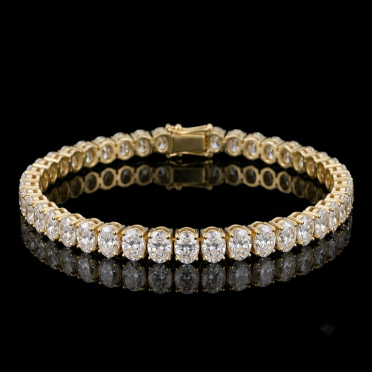 OVAL DIAMOND TENNIS BRACELET<BR>9.00-10.40 Ct. in 18K Gold