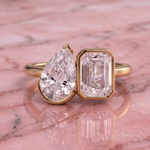 Toi et Moi Pear & Emerald Cut Diamond Ring<br>1.60-2.00 Ct. in 18K Gold