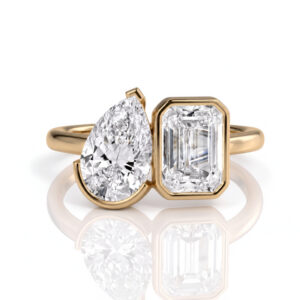 Toi et Moi Pear&Emerald Yellow Gold
