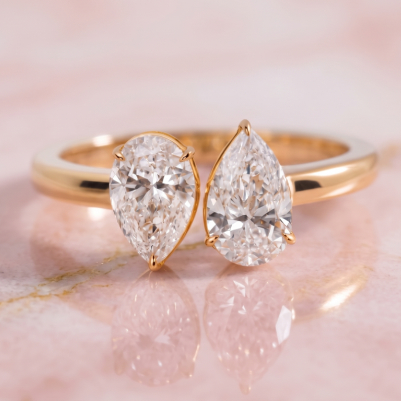 Toi et Moi Pear Diamond North South<br>1.60-2.00 Ct. in 18K Gold - Image 2