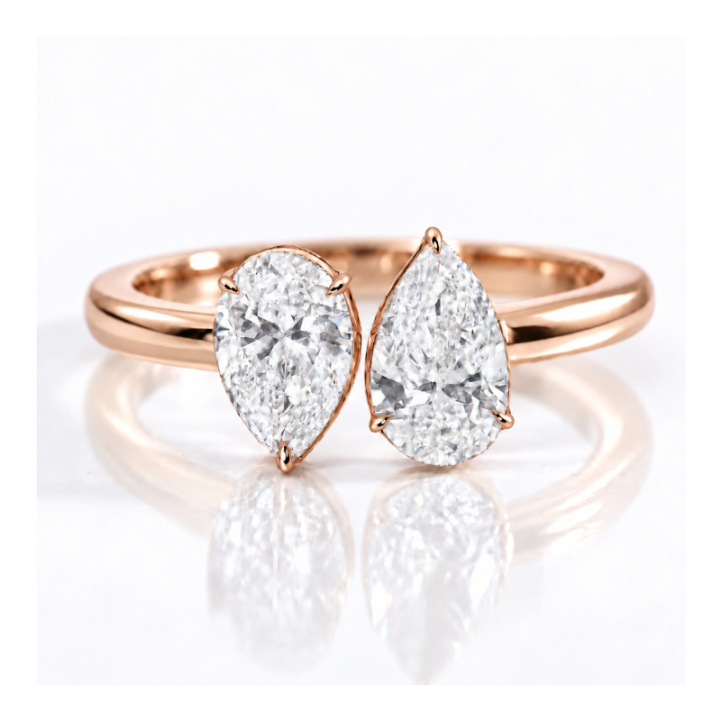 Toi et Moi Pear Diamond North South<br>1.60-2.00 Ct. in 18K Gold - Image 4