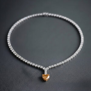 Ember Heart – Natural Orange Diamond Necklace.